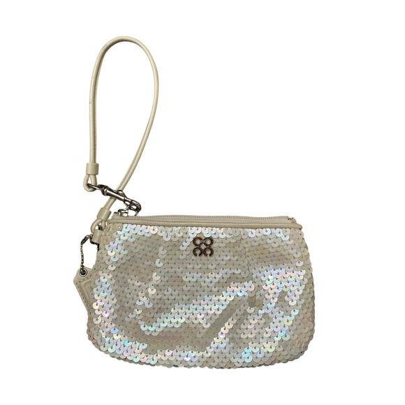 Coach Sequined Cream Wristlet CC Audrey - Picture 1 of 7